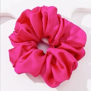 set of 11 hot pink scrunchies